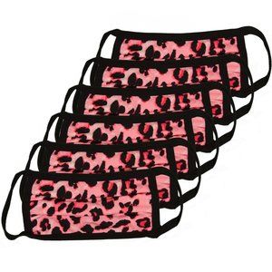 PINK LEOPARD PRINT COTTON FACE MASK (6PK)